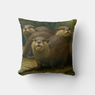 Cojín Decorativo Curiosa compañía - Otter Family on the Rocks