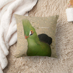 Cojín Decorativo Curioso curioso Guinea Turaco Ave Verde