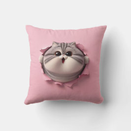 Cojín Decorativo Curioso gato chupby asomando papel rosado