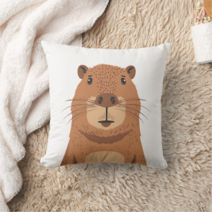 Cojín Decorativo Curioso retrato de Capibara
