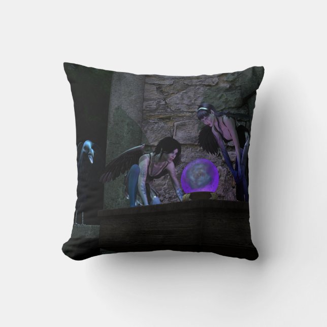Cojín Decorativo Curious Crow Faeries (Anverso)
