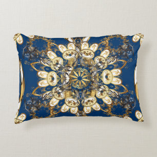 Cojín Decorativo Curlos dorados, patrón de cosecha oriental.