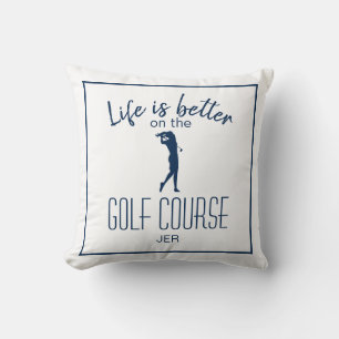 Cojín Decorativo Curso de Golf Citación de Golfista Monogramado Bla