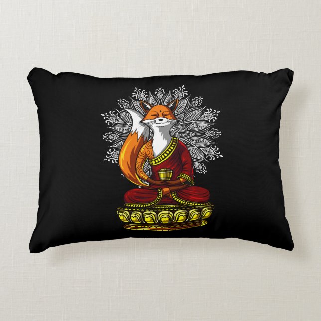 Cojín Decorativo Curte Fox Yoga Zen Meditación Buda Animal (Anverso)