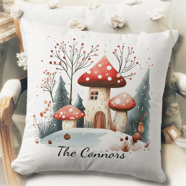 Cojín Decorativo Curte Temporal Invierno Woodland Mushrooms Family
