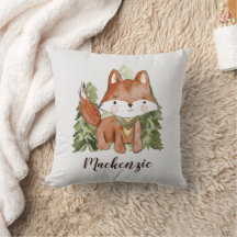 Curte Watercolor Style Fox y Trees nombre de texto