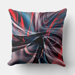 Cojín Decorativo Curvas de burdeos pulidas que se superponen en roj