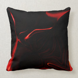 Cojín Decorativo Curvas, ondulación en fondo rojo más oscuro y negr