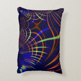 Cojín Decorativo Curvas puntiagudas de verde limón a coral y azul