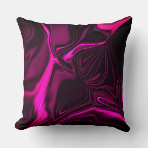 Cojín Decorativo Curvas rosadas o púrpuras sobre fondo morado oscur