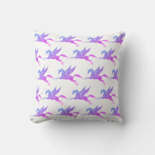 COJÍN DECORATIVO CÚSCULO DOBLESIDADO DE PURPLE ROSA UNICORN BLANCA