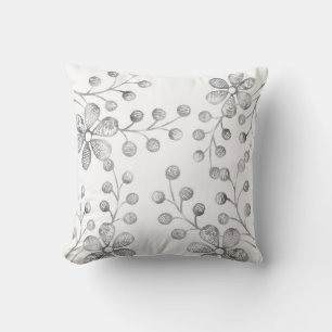 Cojín Decorativo Cushion BLANCO Y PLATA BOTÁNICA DOBLE LATERAL