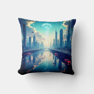Cojín Decorativo Cushion con un bonito fondo de ciudad