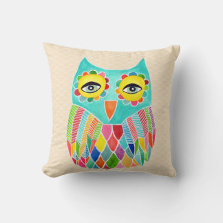 Cojín Decorativo Cushion de arte de búho único y moderno Girly Funk