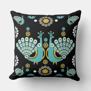 Cojín Decorativo Cushion de arte folclórico Peafowl Peacock