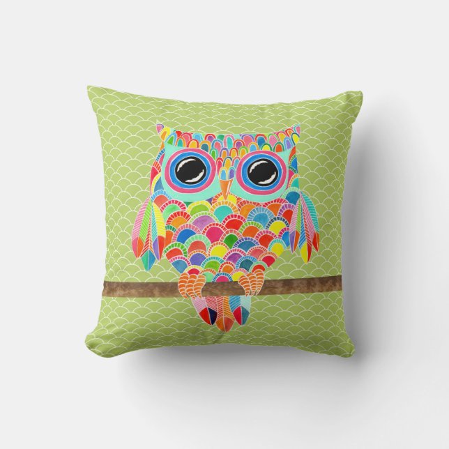 Cojín Decorativo Cushion de Arte Funky Moderno Lime Green (Anverso)