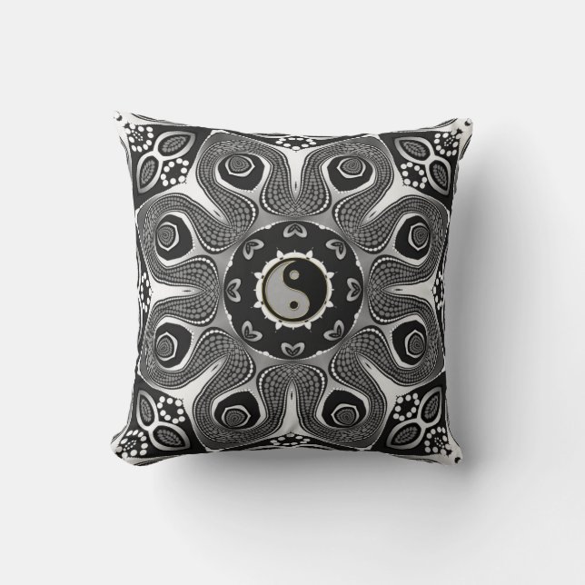Cojín Decorativo Cushion de arte tribal moderno YinYang (Anverso)