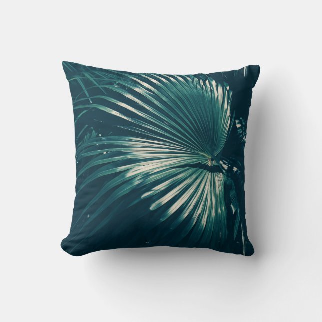 Cojín decorativo Cushion de hojas de palmera verde (Anverso)