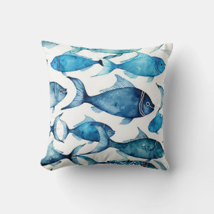 Cojín Decorativo Cushion de pescado azul   Casa de playa costera