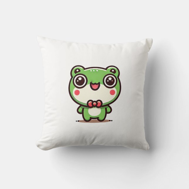 Cojín Decorativo Cushion de rana verde encantadora (Anverso)
