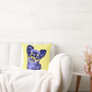 Cojín Decorativo Cushión de Throw de Chihuahua Azul Abstracto Lindo