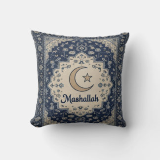 Cojín Decorativo Cushion decorado con impresión azul Mashallah para
