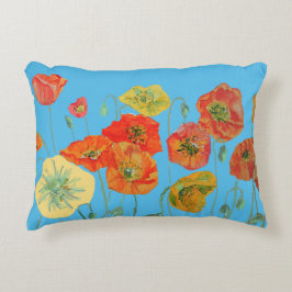 Cojín Decorativo Cushion decorador de naranja y Coppies azules