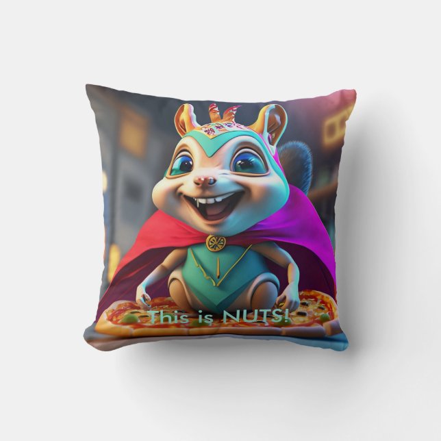 Cojín Decorativo Cushion divertida Squirrel Nuts Pizza (Anverso)