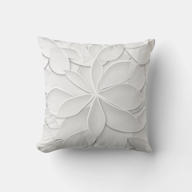 Cojín Decorativo Cushion elegante de hojas blancas (Anverso)