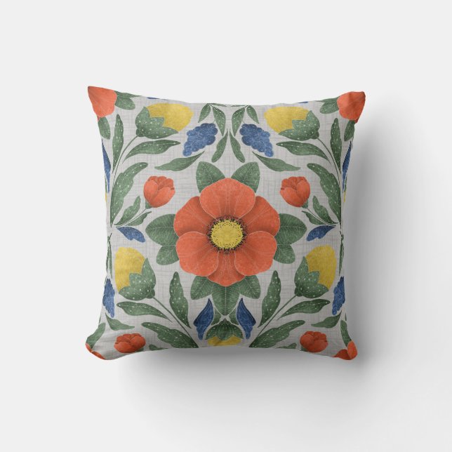 Cojín Decorativo Cushion floral de arte popular (Anverso)