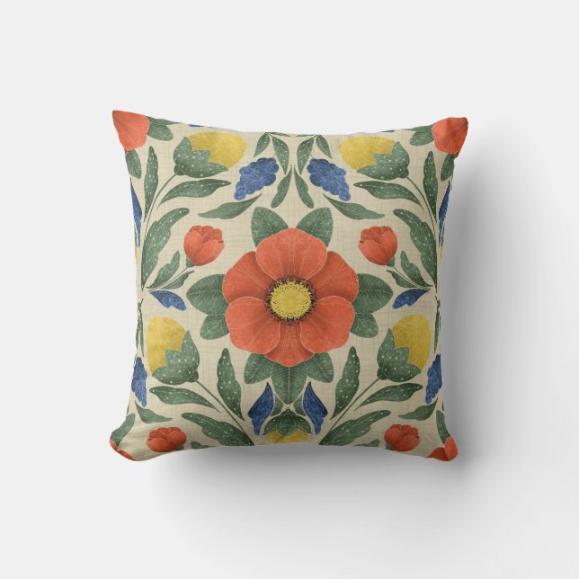 Cojín Decorativo Cushion floral de arte popular (Anverso)