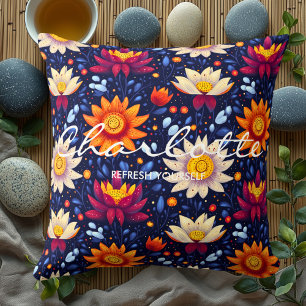 Cojín Decorativo Cushion floral de bienestar personalizado con pres
