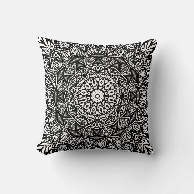 Cojín Decorativo Cushion geométrico negro + blanco moderno (Anverso)