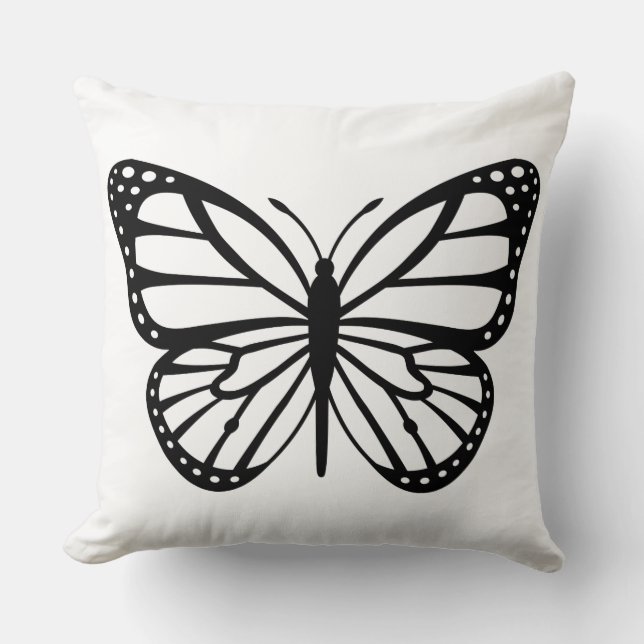 Cojín Decorativo Cushion - Mariposa blanca y negra (Anverso)