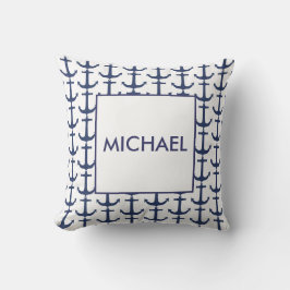 Cojín Decorativo Cushion Nautical Anchor de la Marina Personalizada
