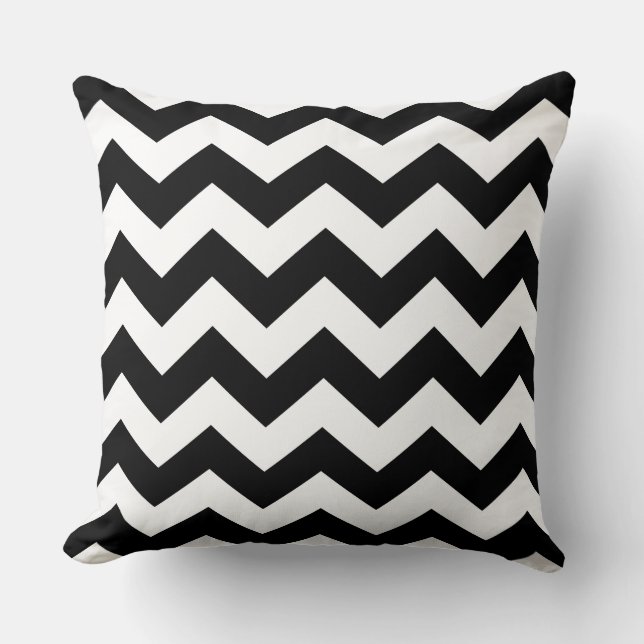 Cojín Decorativo Cushion - Zigzags en blanco y negro (Anverso)