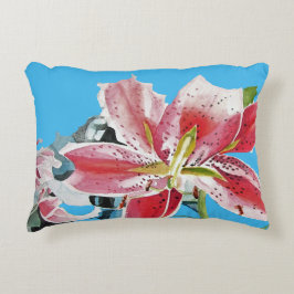 Cojín Decorativo Cushiro acuático Blue and Pink Lily Lillies