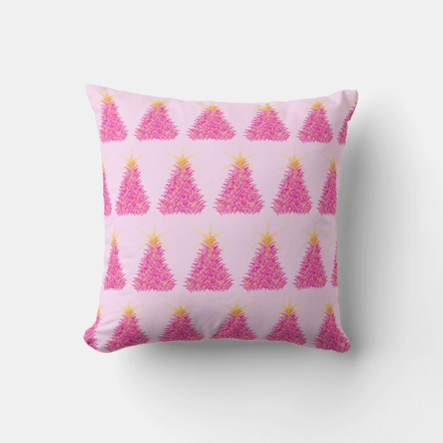 Cojín Decorativo Cushiro de árbol de Navidad rosa (Anverso)