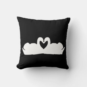 Cojín Decorativo Cushiro De Cisne De Cisne De Amor Negro Y Blanco