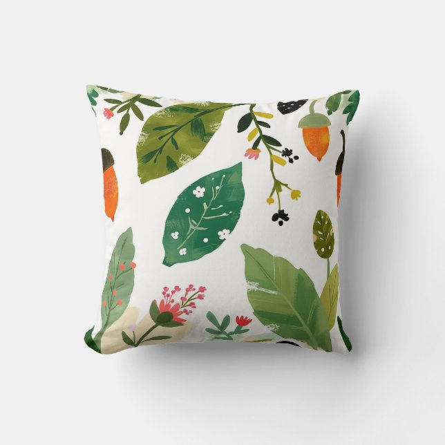 Cojín Decorativo Cushiro de hojas de bosque verde (Anverso)