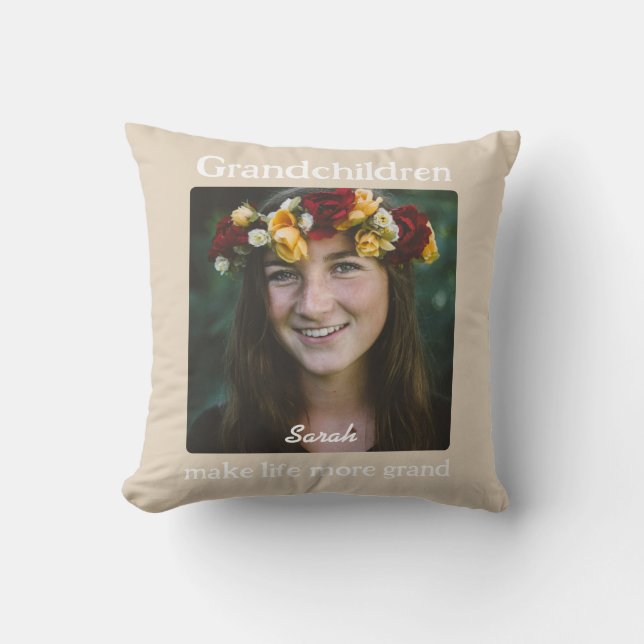 Cojín Decorativo Cushiro de nietos personalizados para abuelos (Anverso)