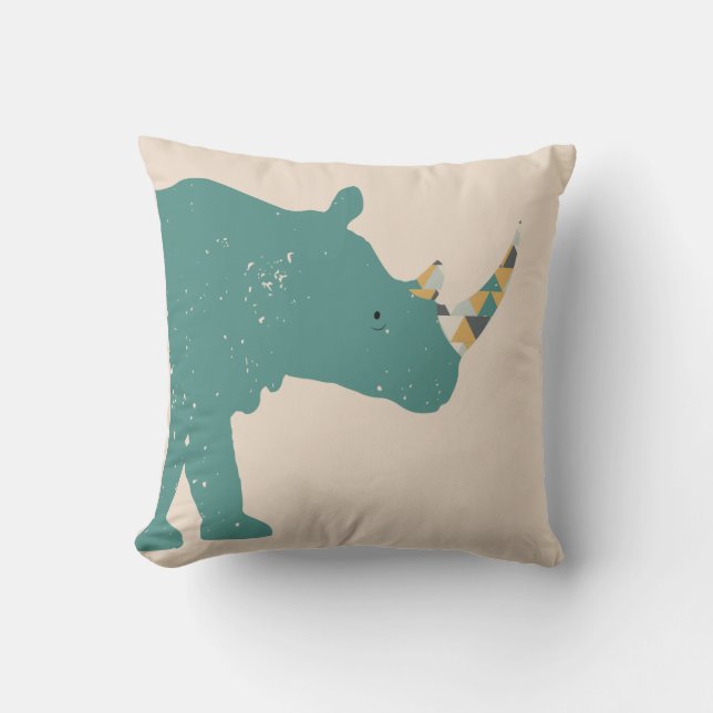 Cojín Decorativo Cushiro de rinoceronte geométrico (Anverso)