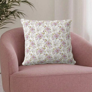 Cojín Decorativo Custodia Floral Acuarela Flor Botánica Pastel
