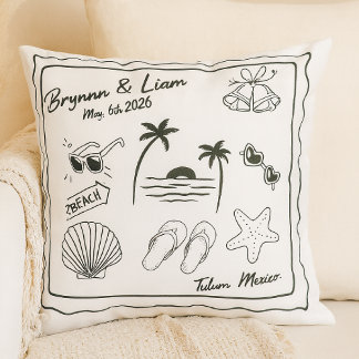 Cojín Decorativo Custom Beach Wedding Pillow Cover – Personalized