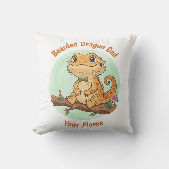 Cojín Decorativo Custom Bearded Dragon Dad Throw Pillow (Anverso)