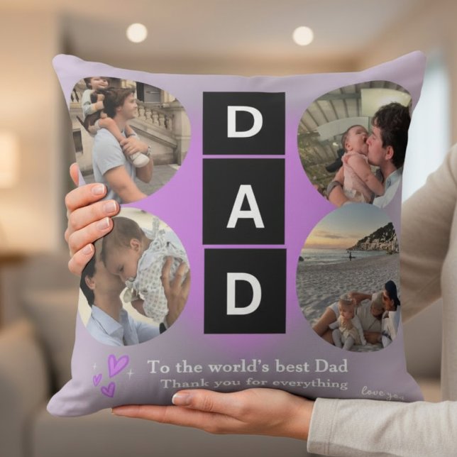 Cojín Decorativo Custom "Best Dad" Photo Collage Personalized Gift  (Subido por el creador)