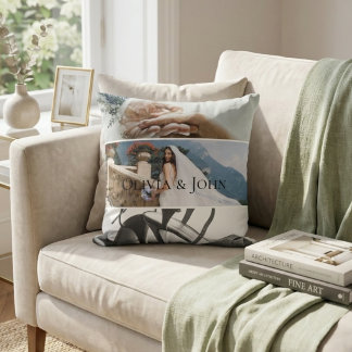 Cojín Decorativo Custom Bride Wedding Photo Collage 