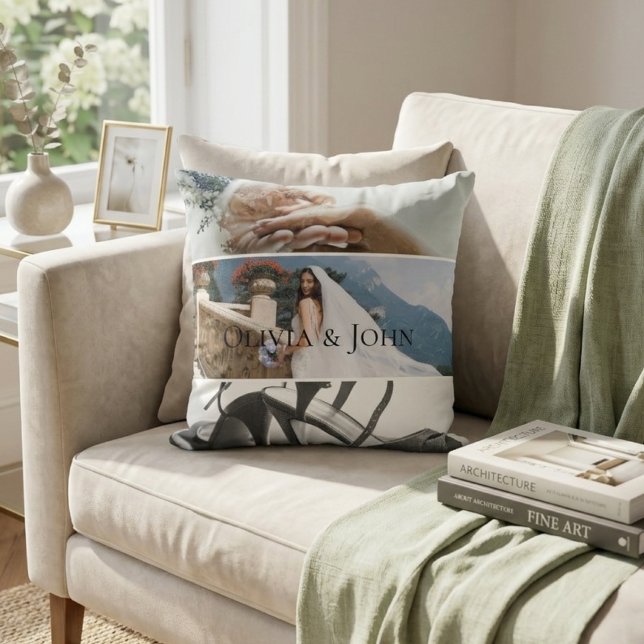 Cojín Decorativo Custom Bride Wedding Photo Collage  (Subido por el creador)