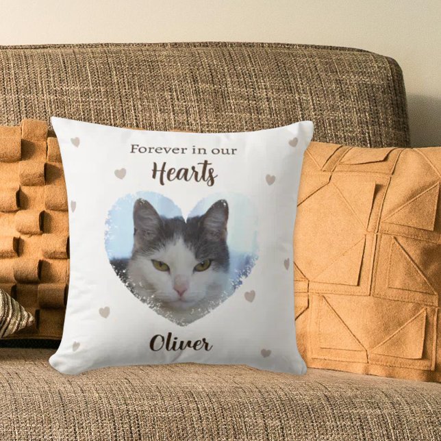 Cojín Decorativo Custom Cat Forever in Our Hearts Throw Pillow (Subido por el creador)