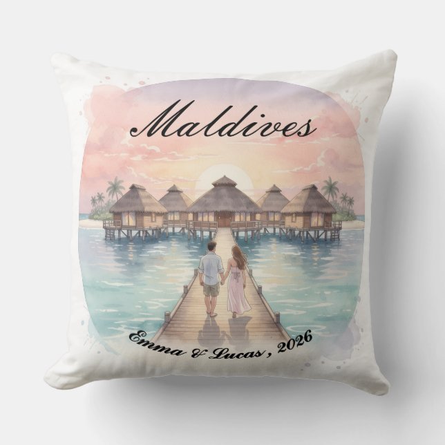 Cojín Decorativo Custom Couple Maldives Honeymoon Keepsake (Anverso)